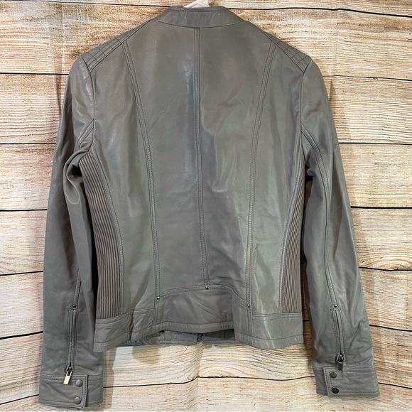 LaMarque quilted leather biker gray jacket women Size XS - Picture 5 of 11